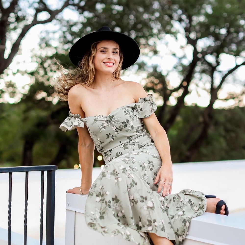 Reformation Butterfly Dress Verde- sold out and like new